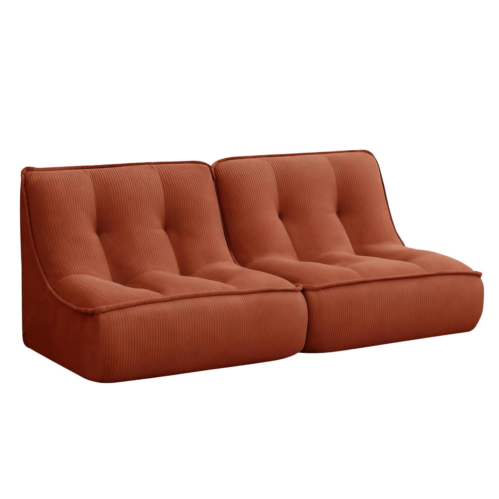 Modulares Sofa 4-Sitzer aus geripptem Stoff mit Chaiselongue