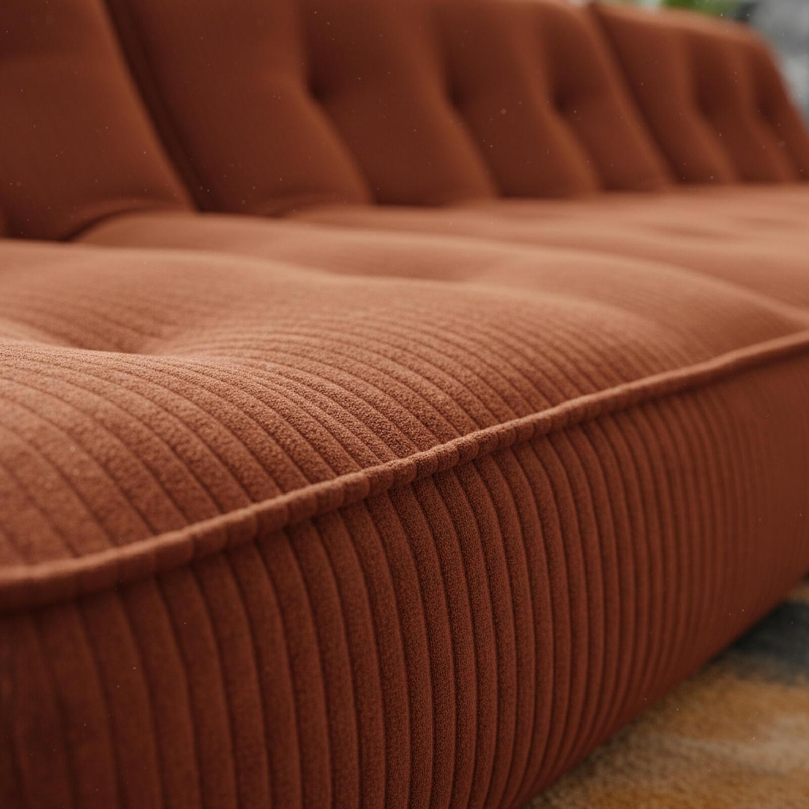 Modulares Sofa 4-Sitzer aus geripptem Stoff aus Chaiselongues