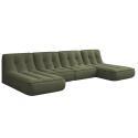 Modulares Sofa 4-Sitzer aus geripptem Stoff aus Chaiselongues