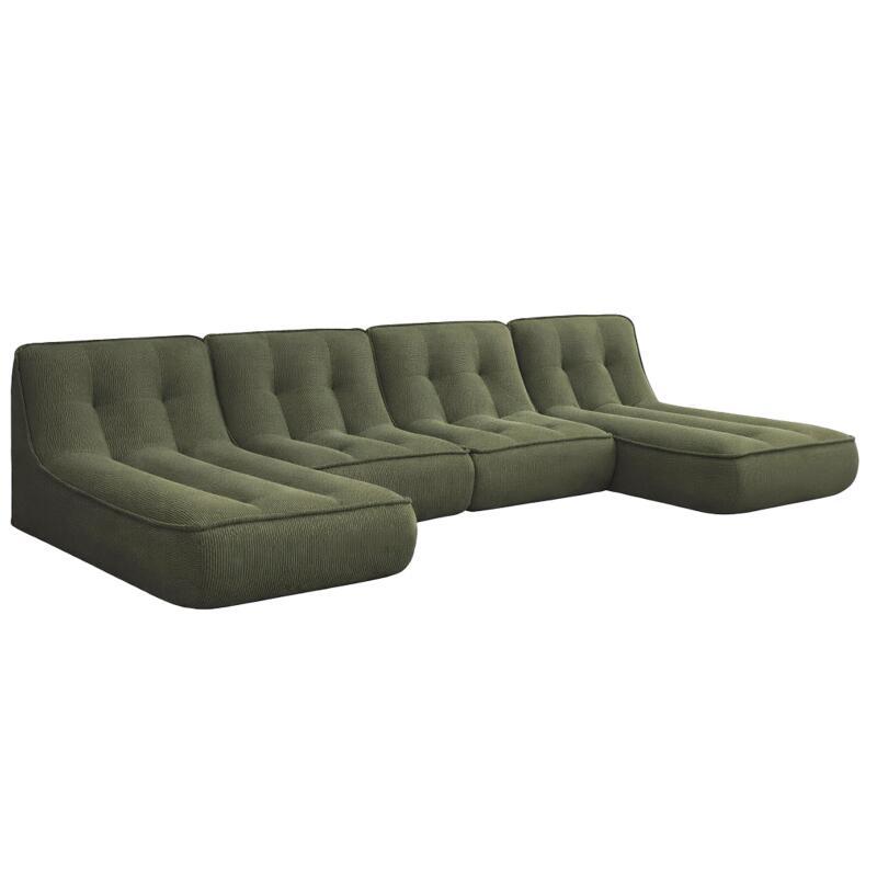 Modulares Sofa 4-Sitzer aus geripptem Stoff aus Chaiselongues