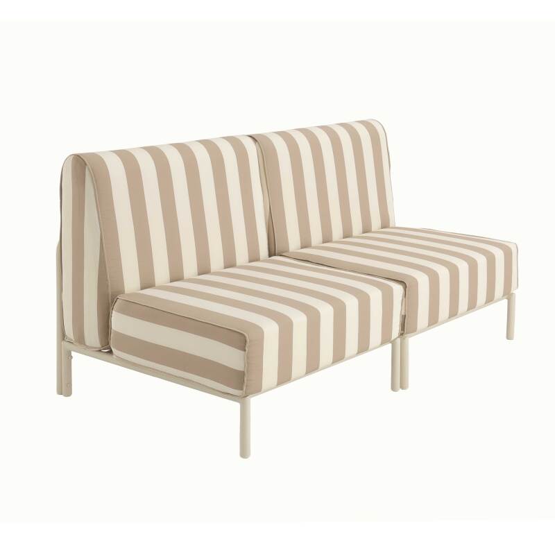 Modulare Gartenmöbel für 2 Personen bestehend aus 2 Sesseln im gestreiften Design