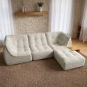 Modulares Sofa 3-Sitzer aus geripptem Stoff mit Hocker