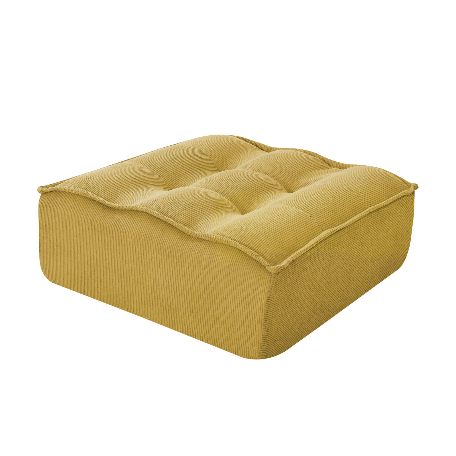 Modulares Sofa 3-Sitzer aus geripptem Stoff mit Hocker