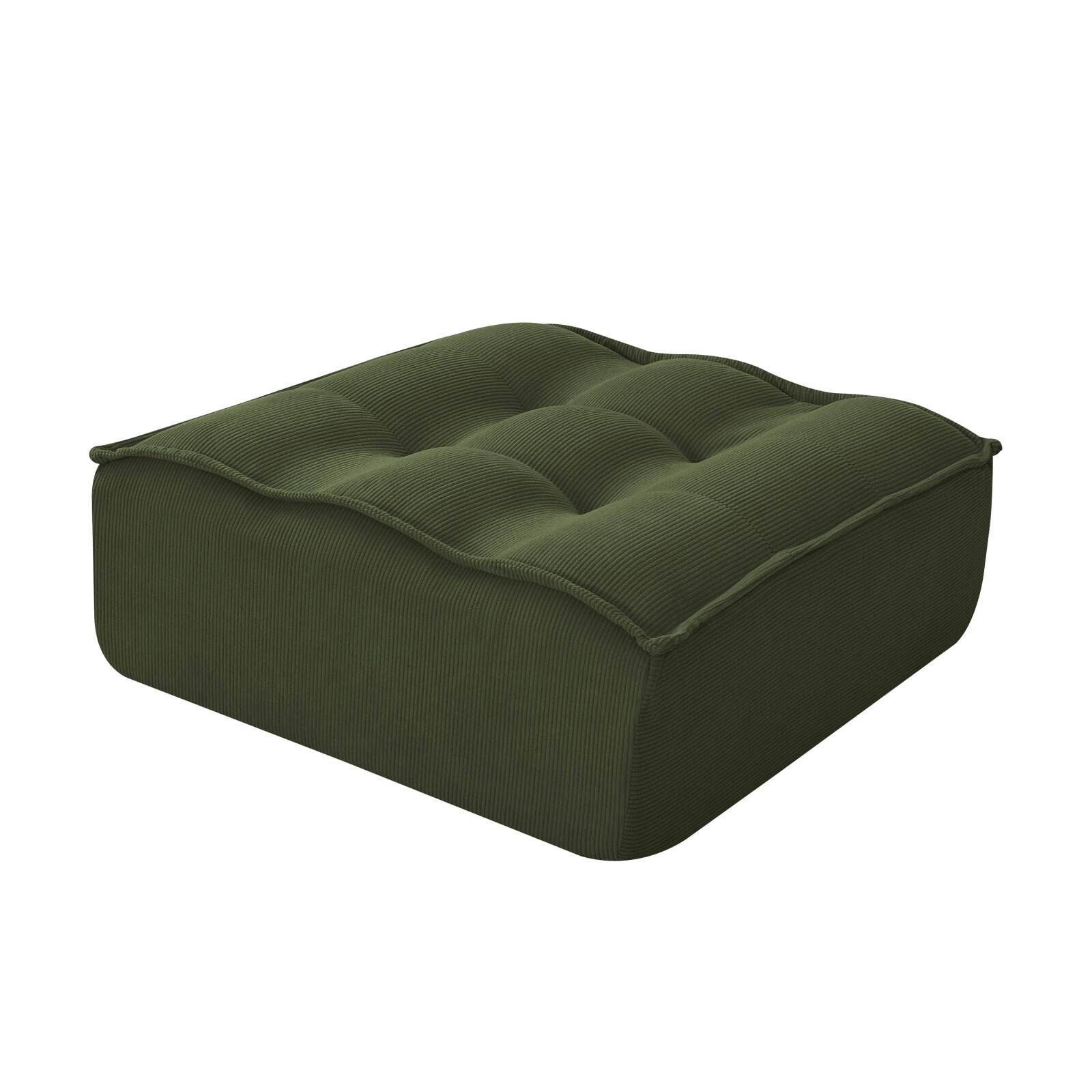 Modulares Sofa 3-Sitzer aus geripptem Stoff mit Hocker