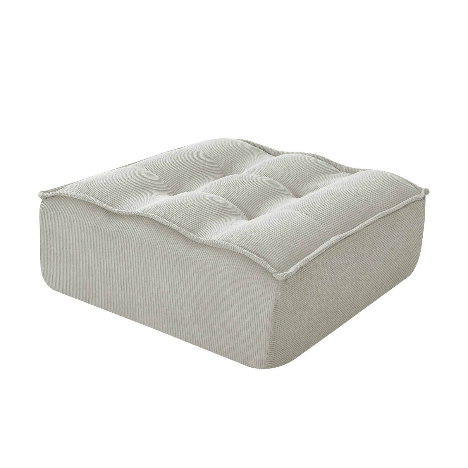 Modulares Sofa 3-Sitzer aus geripptem Stoff mit Hocker