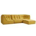 Modulares Sofa 3-Sitzer aus geripptem Stoff mit Hocker