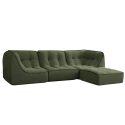 Modulares Sofa 3-Sitzer aus geripptem Stoff mit Hocker