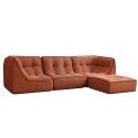 Modulares Sofa 3-Sitzer aus geripptem Stoff mit Hocker
