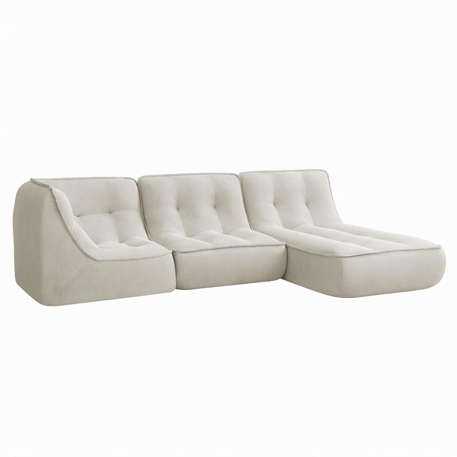 Modulares Sofa 3-Sitzer aus geripptem Stoff mit Chaiselongue