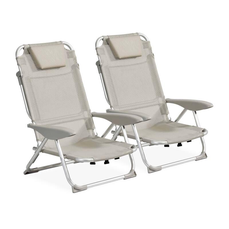 Set bestehend aus 2 klappbaren Strandstühlen, 4-fach verstellbar 