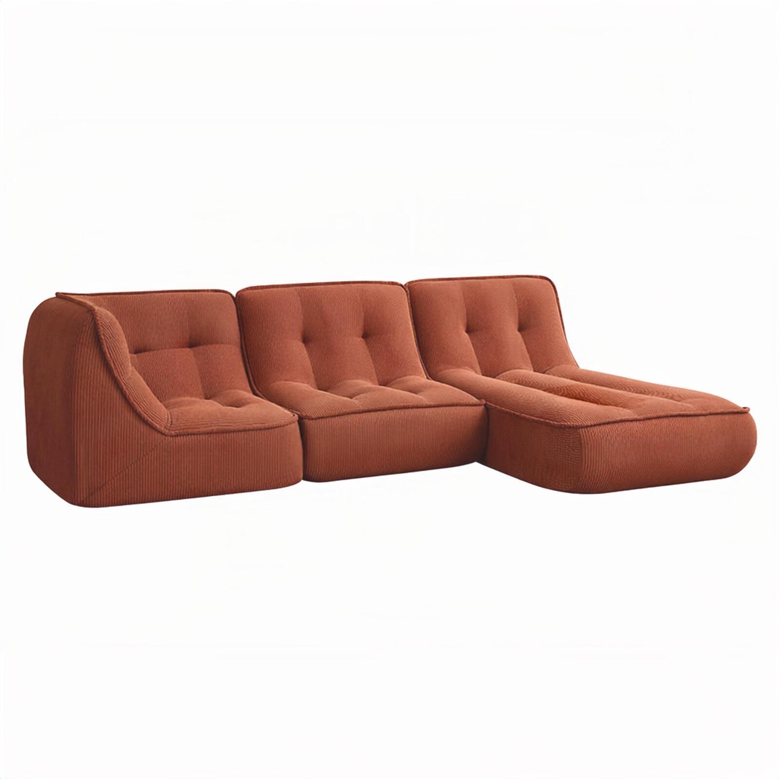 Modulares Sofa 3-Sitzer aus geripptem Stoff mit Chaiselongue