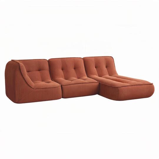 Modulares Sofa 3-Sitzer aus geripptem Stoff mit Chaiselongue