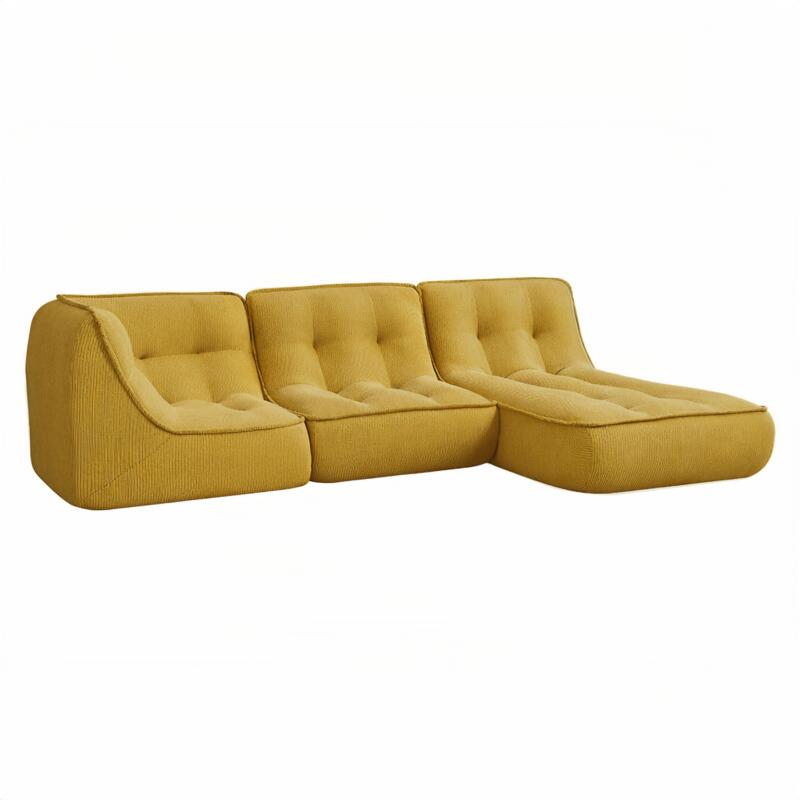 Modulares Sofa 3-Sitzer aus geripptem Stoff mit Chaiselongue