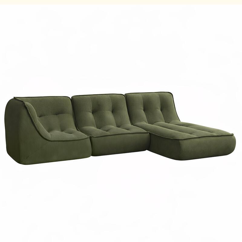Modulares Sofa 3-Sitzer aus geripptem Stoff mit Chaiselongue