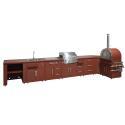 Outdoor-Küche aus Metall in Eckform mit Outdoor-Spüle, Pizzaofen, Gasherd, Grill und Stauraum – 7 Module