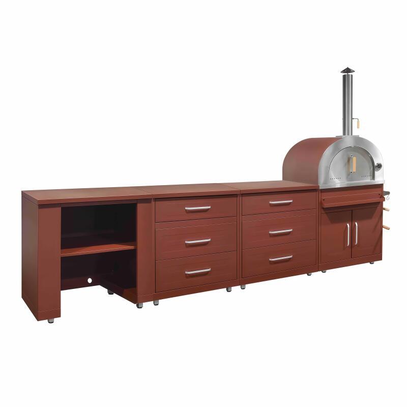 Outdoor-Küche aus Metall mit Pizzaofen und Stauraum – 4 Module