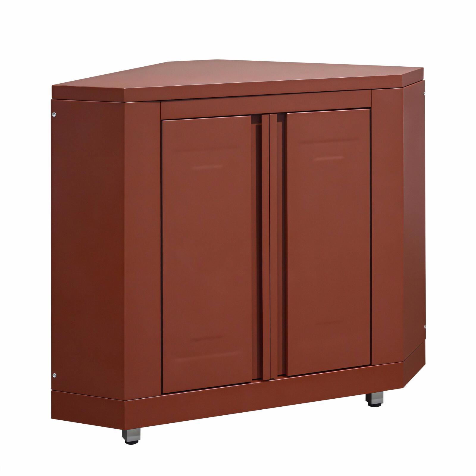 Outdoor-Küche aus Metall in Eckform mit Outdoor-Spüle, Grill und Stauraum – 4 Module