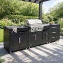 Outdoor-Küche aus Metall mit Outdoor-Spüle, Grill und Stauraum – 3 Module - Lifestyle