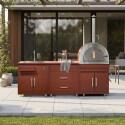 Outdoor-Küche aus Metall mit Outdoor-Spüle, Pizzaofen und Stauraum – 3 Module - Lifestyle