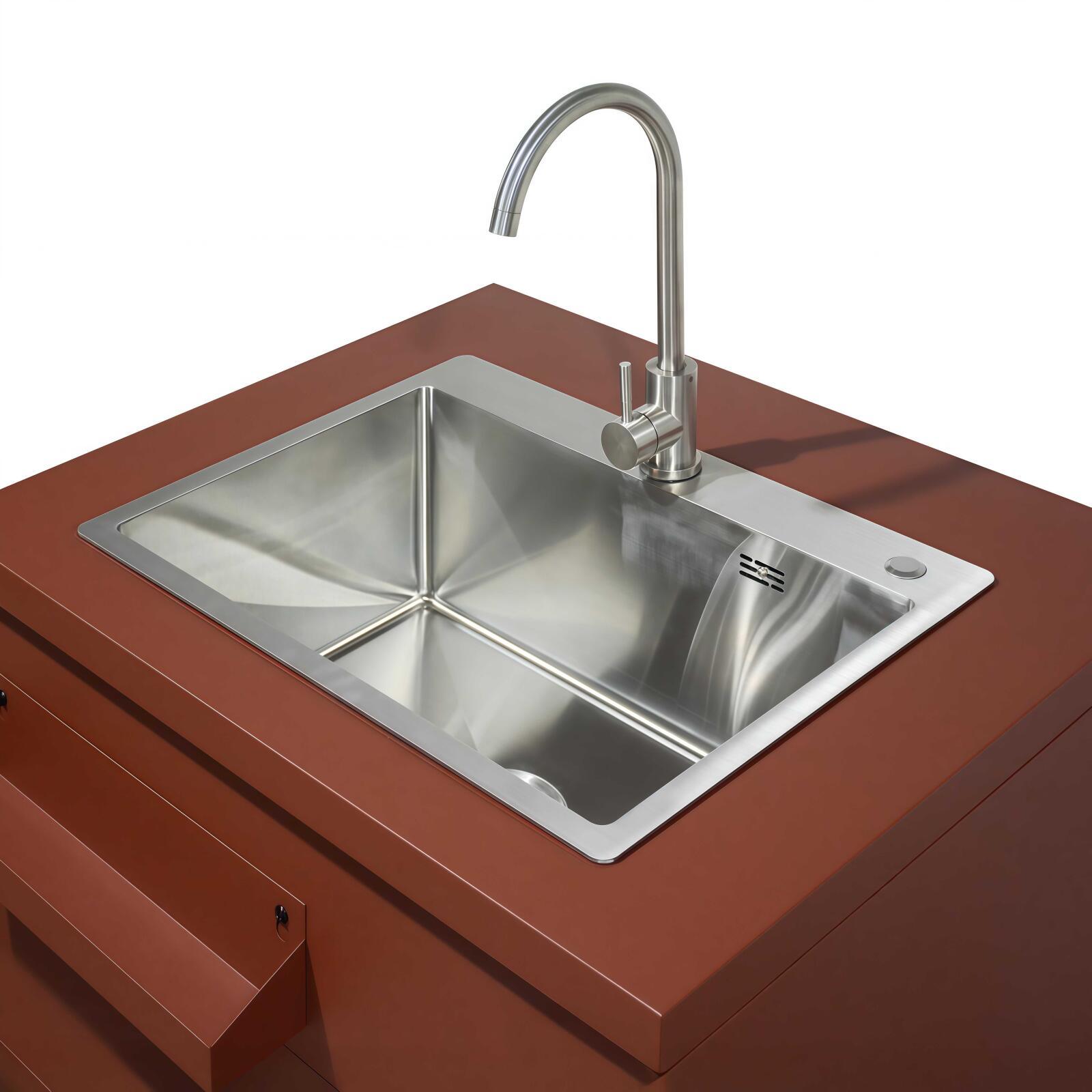 Outdoor-Küche aus Metall mit Outdoor-Spüle und Stauraum – 3 Module