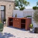 Outdoor-Küche aus Metall mit Gasherd und Stauraum – 3 Module - Lifestyle