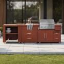 Outdoor-Küche aus Metall mit Grill und Stauraum – 3 Module - Lifestyle
