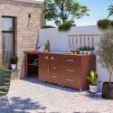 Outdoor-Küche aus Metall mit Gasherd und Stauraum – 3 Module - Lifestyle