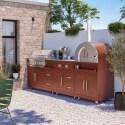 Outdoor-Küche aus Metall mit Pizzaofen, Gasherd, Grill und Stauraum – 3 Module - Lifestyle