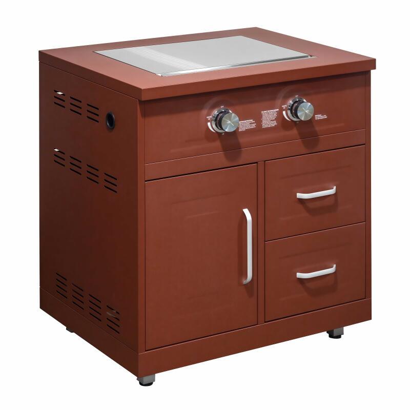 Outdoor-Küche aus Metall mit Pizzaofen, Gasherd, Grill und Stauraum – 3 Module (4/8)