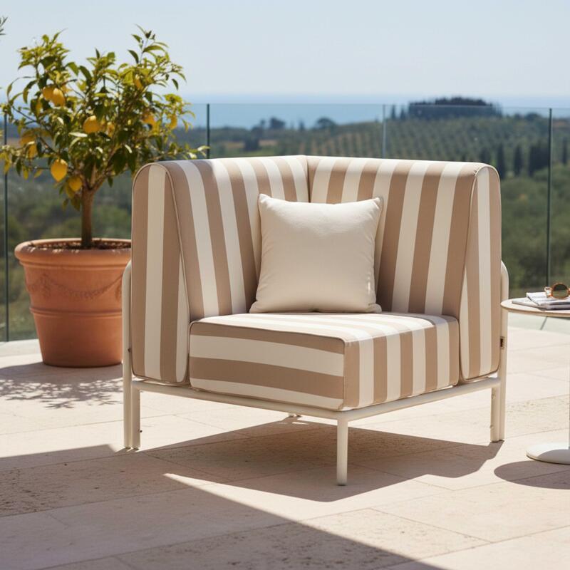 Ecksessel im gestreiften Design für modulare Outdoor-Sofa (3/7)