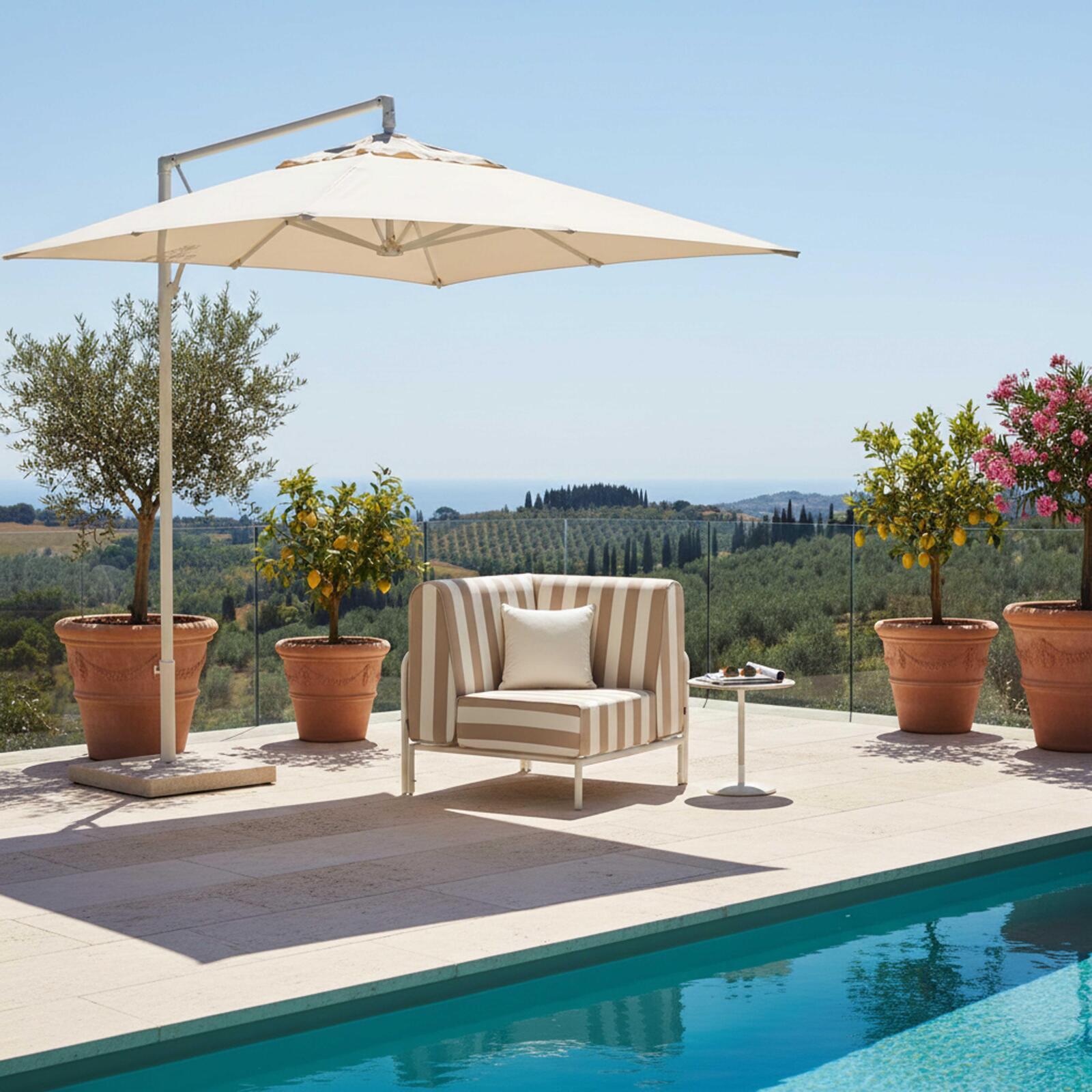 Ecksessel im gestreiften Design für modulare Outdoor-Sofa