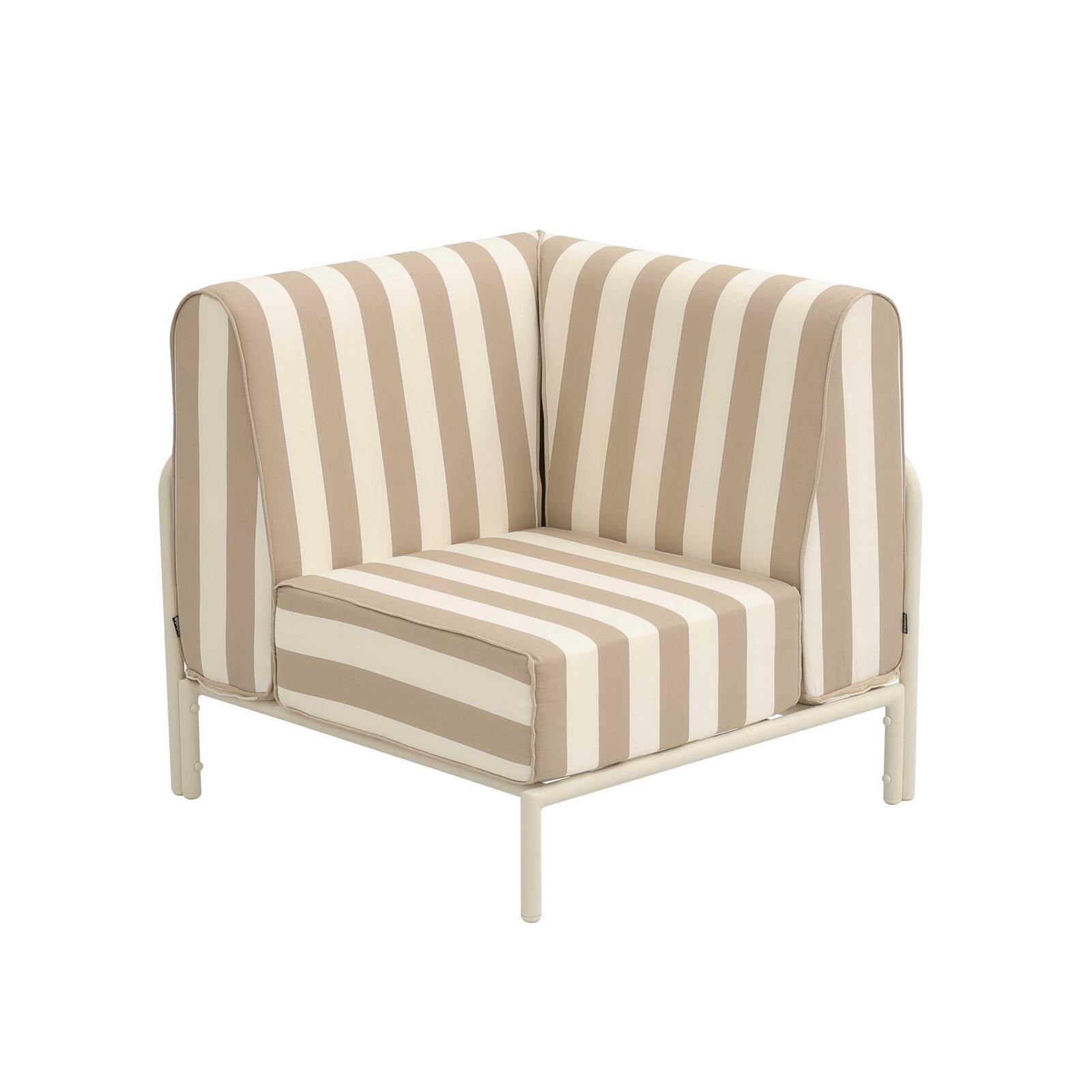 Ecksessel im gestreiften Design für modulare Outdoor-Sofa