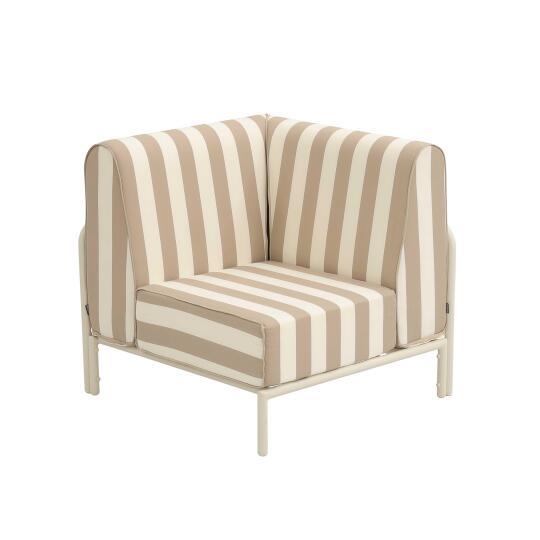 Ecksessel im gestreiften Design für modulare Outdoor-Sofa