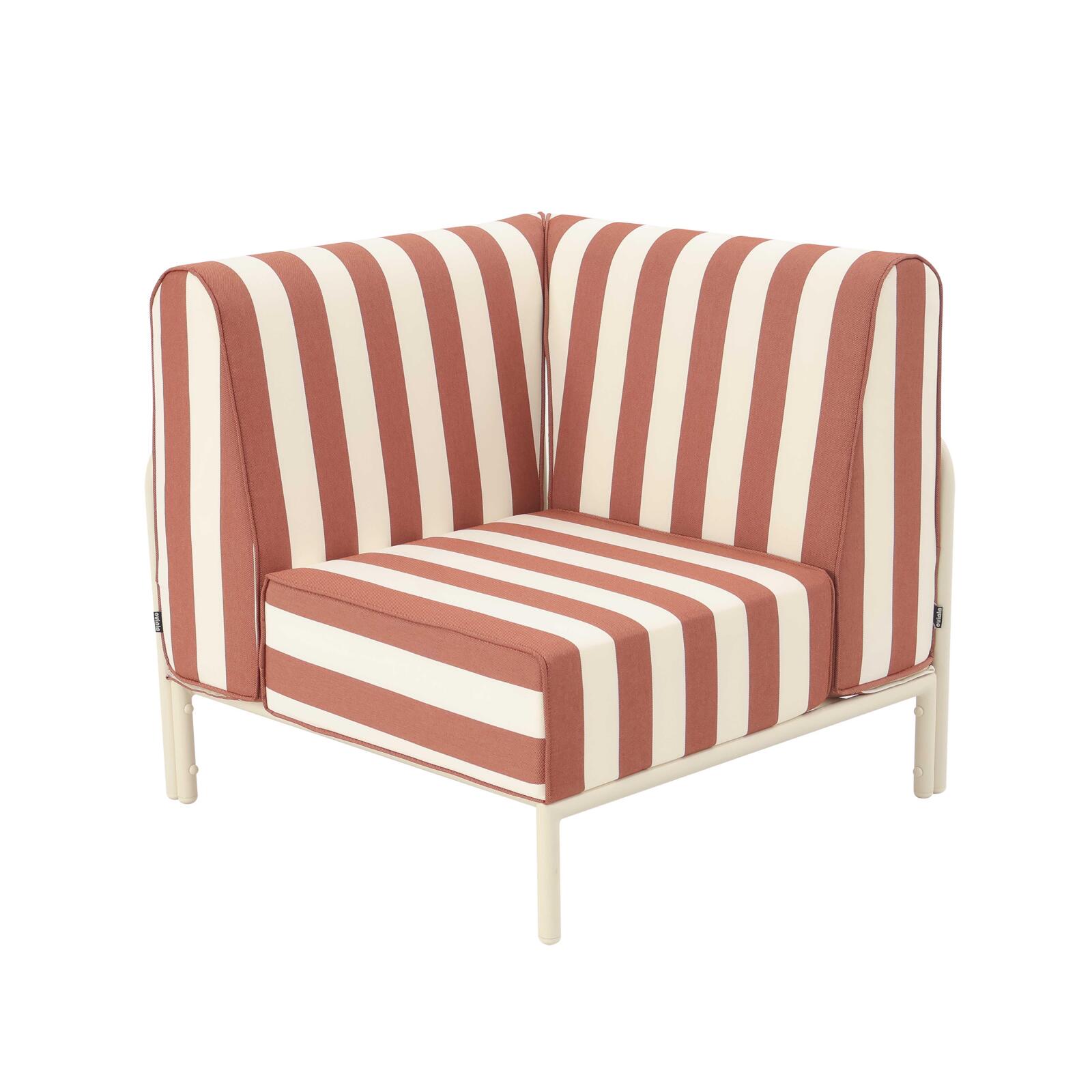 Ecksessel im gestreiften Design für modulare Outdoor-Sofa
