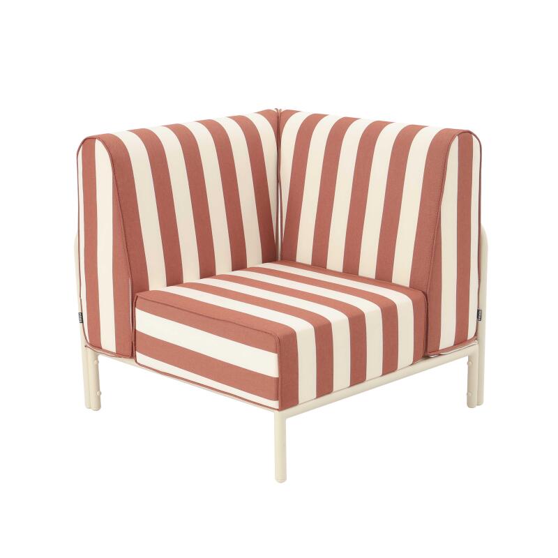 Ecksessel im gestreiften Design für modulare Outdoor-Sofa