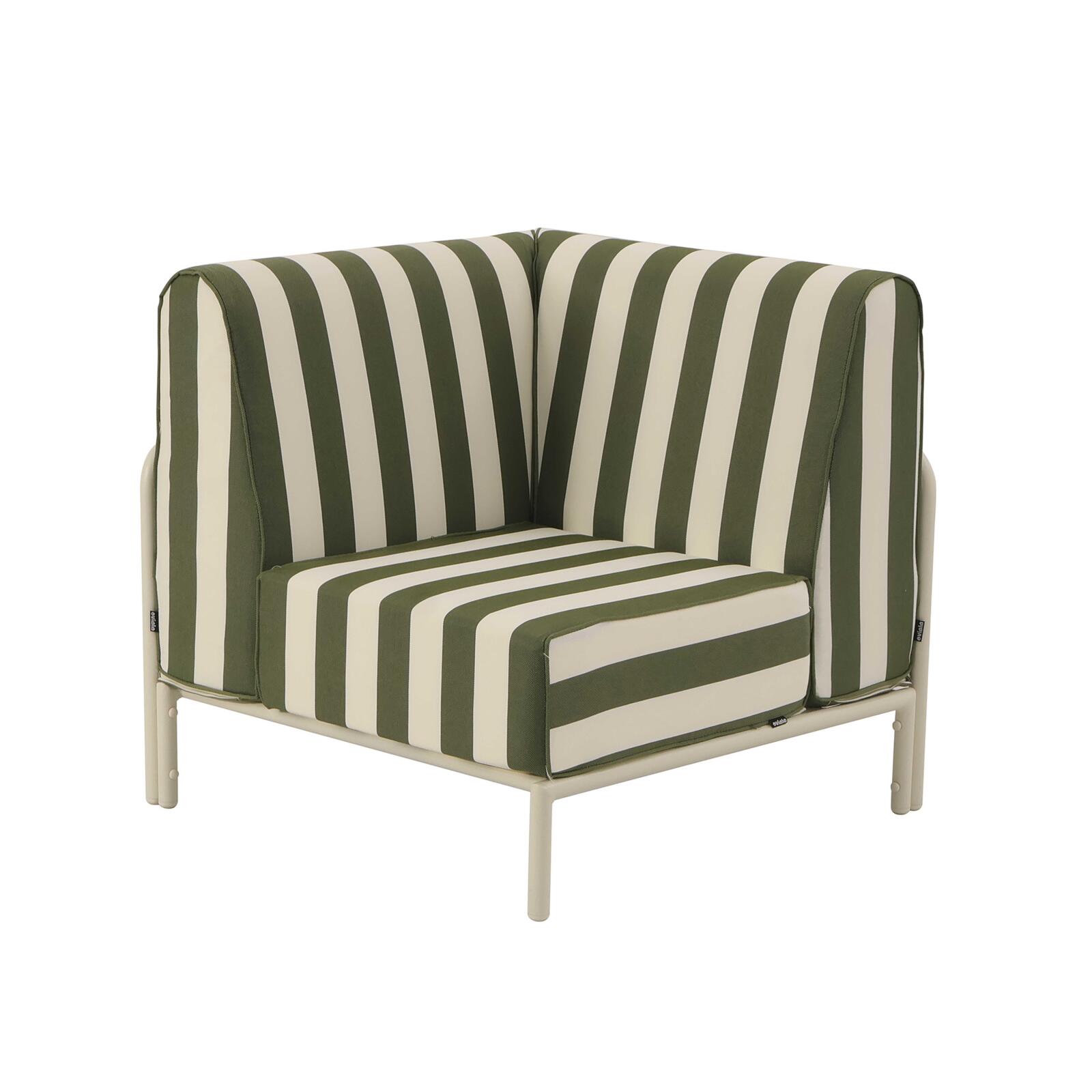 Ecksessel im gestreiften Design für modulare Outdoor-Sofa