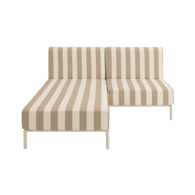Modulare Gartenmöbel für 2 Personen bestehend aus 1 Sessel und 1 Chaiselongue im gestreiften Design (4/8)