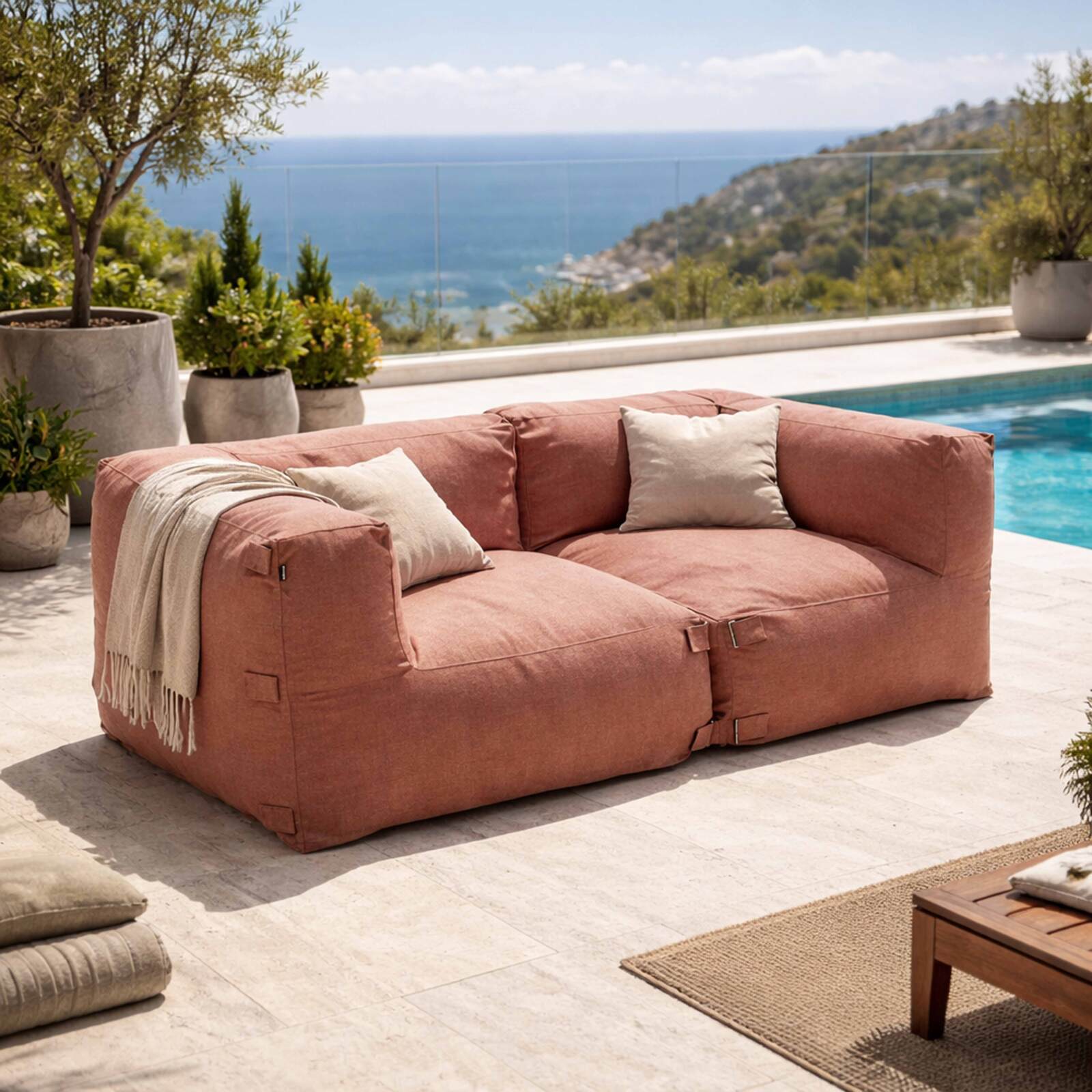 Modulare Gartenmöbel für 2 Personen bestehend aus 2 Ecksesseln