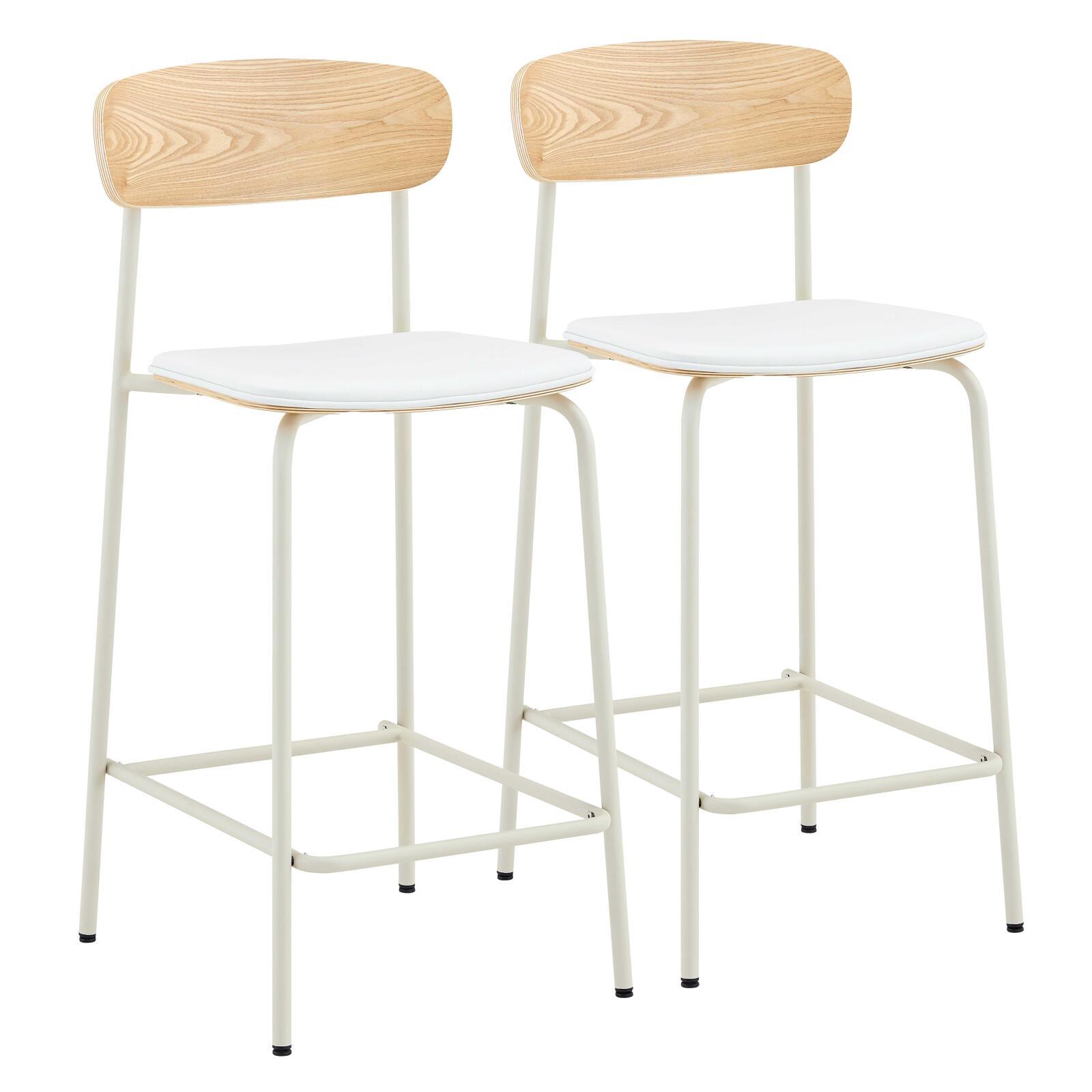 Barstühle Lederoptik aus Holz und Metall - 2er-Set