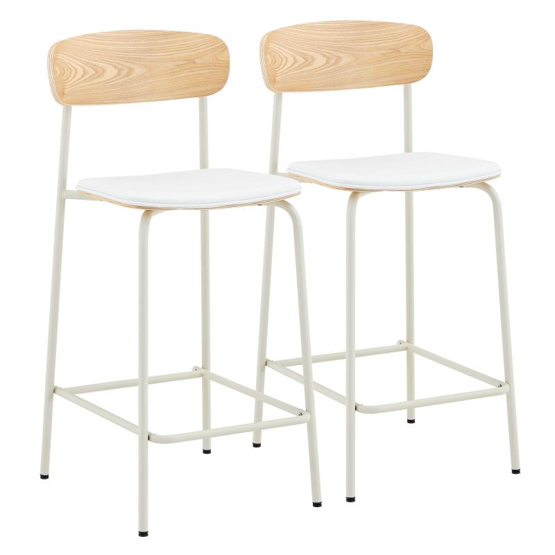 Barstühle Lederoptik aus Holz und Metall - 2er-Set