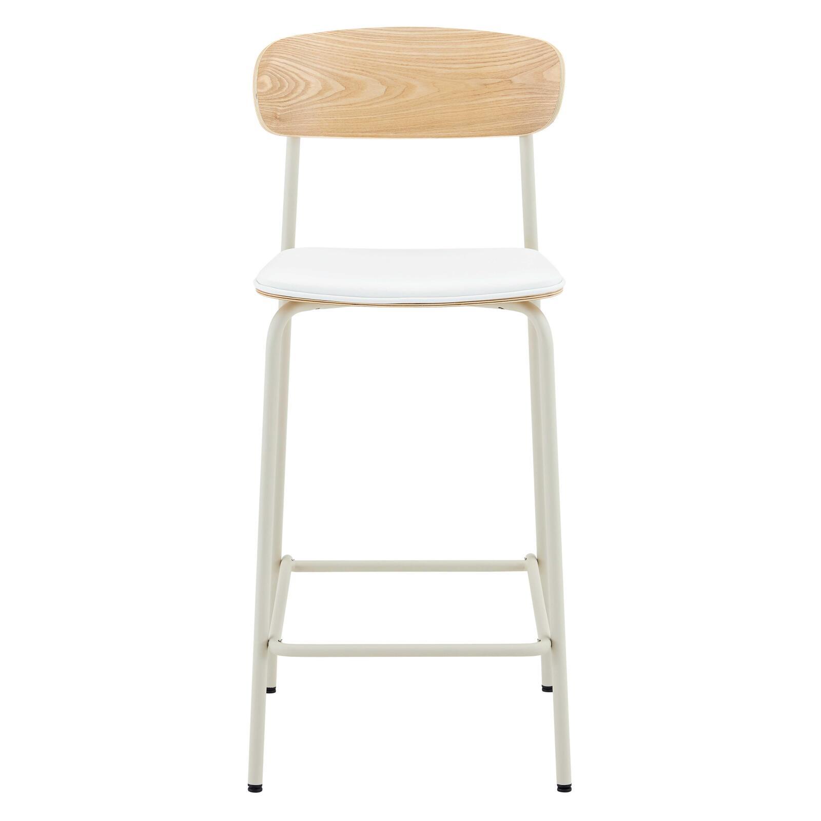 Barstühle Lederoptik aus Holz und Metall - 2er-Set