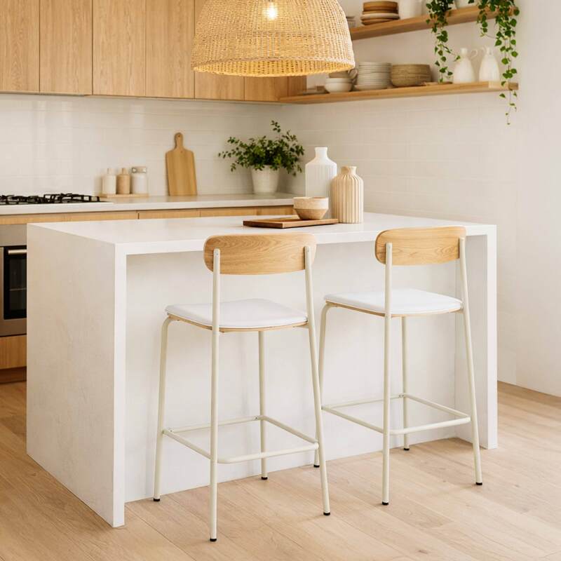 Barstühle Lederoptik aus Holz und Metall - 2er-Set - Lifestyle