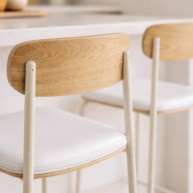 Barstühle Lederoptik aus Holz und Metall - 2er-Set (3/8)