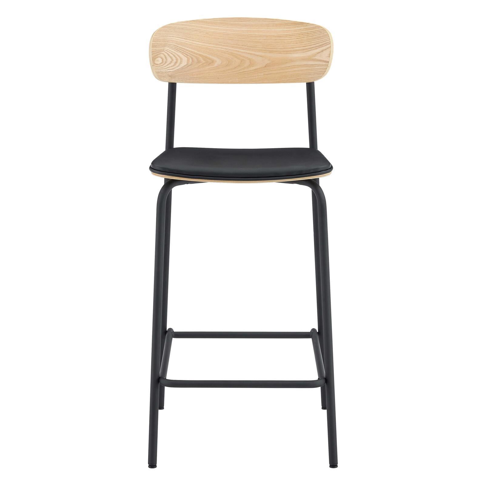 Barstühle Lederoptik aus Holz und Metall - 2er-Set