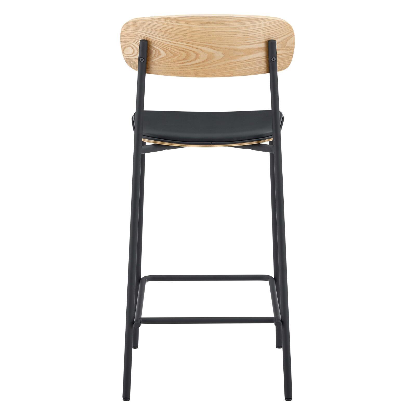 Barstühle Lederoptik aus Holz und Metall - 2er-Set