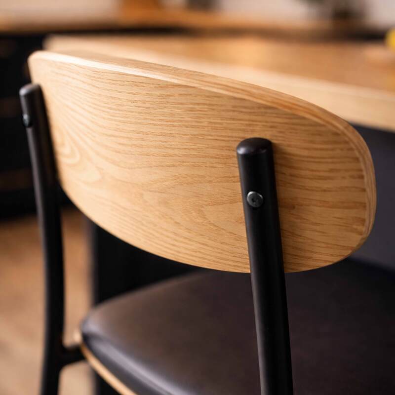 Barstühle Lederoptik aus Holz und Metall - 2er-Set (3/7)