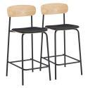 Barstühle Lederoptik aus Holz und Metall - 2er-Set