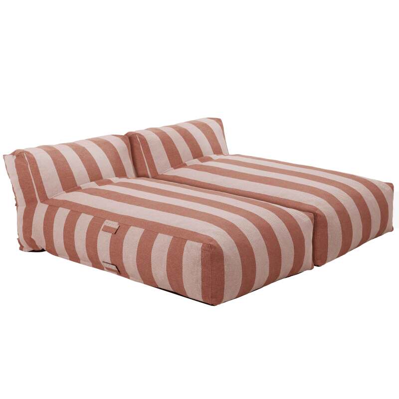 Modulare Gartenmöbel für 2 Personen bestehend aus 2 gestreiften Chaiselongues 