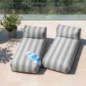 Modulare Gartenmöbel für 2 Personen bestehend aus 2 gestreiften Chaiselongues 
