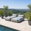 Modulare Gartenmöbel für 2 Personen bestehend aus 2 gestreiften Chaiselongues 